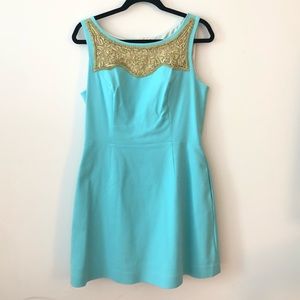 Lilly Pulitzer Ibiza Blue and Gold Stretch Dress